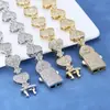 Joyería Transfronteriza Europea y Americana Personalizada Hip-Hop 15mm Bolsa de Dólares Moissanita Cadena Cubana Plata S925 Collar para Hombre