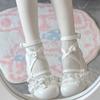 Sapatos de Couro Pequenos Fofos Versáteis com Laço Salto Alto Bico Redondo Ballet Sapatos de Couro Pequenos Lolita Sapatos de Couro Mary Jane Princesa Jk
