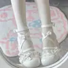 Zapatos Pequeños de Cuero Versátiles y Lindos con Lazo, Tacones Altos Redondos de Ballet, Zapatos de Cuero Lolita, Zapatos Mary Jane de Cuero de Princesa JK