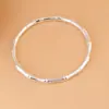Ciervo Dorado Rey Plata Pura 999 Plata Lisa Nudo de Bambú Redondo Sólido Textura Mate Cerrado Pulsera Fina para Mujer