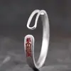 Rei Veado Dourado Prata Esterlina Método Antigo Cinnabar Fosco Atração de Riqueza Prata Pura 999 Pulseira Larga Pulseira Unissex Fornecimento Exclusivo Transfronteiriço