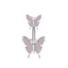 Comercio Electrónico Transfronterizo Europeo y Americano al por Mayor Mariposa con Incrustaciones de Cobre y Zirconia Doble Cabeza de Moda Anillo para Ombligo Humano Joyería para Piercing de Ombligo