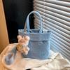 Bolso de Lona Nicho Transfronterizo para Mujer 2025 Nueva Moda Versátil Portátil Bolso Balde Simple Estudiante Viajero Bolso Cruzado