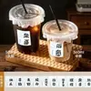Xícara de Café, Chá de Leite, Copo Descartável para Bebida Fria com Tampa, Copo para Bebida Caseira de Suco, Copo de Plástico para Bebida Embalada para Viagem