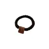 Goma para el pelo de estilo coreano simple con letra, alta elasticidad, para mujeres, para moño, cuerda para el pelo gruesa, accesorio para el pelo, color café