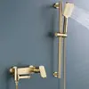Grifo para Bañera Caliente y Fría con Barra Ajustable, Juego de Ducha de Cobre con Salida Giratoria, Montaje en Pared