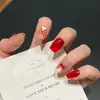 Unhas Usáveis da Chapeuzinho Vermelho 3D Kt Peças de Nail Art Espessadas Produto Acabado Cor Vermelha de Ano Novo Nail Art Clareadora Atacado Removível