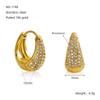 Brincos de Aço Inoxidável de Novo Estilo Cruzados Europeus e Americanos, Brincos Pequenos Estilo Chanel em Aço Titânio com Cravação de Diamantes Semi-Oval Modernos