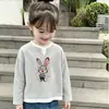 Camiseta Elegante de Manga Longa para Meninas, Novo Estilo Primavera/Outono, para Crianças Médias e Maiores, Malha Waffle Falsa Duas Peças Casual Versátil Gola Redonda Camada Base
