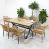 Mesa y Silla de Exterior Patio Silla de Ratán Respaldo Silla Juego de Tres Piezas Cafetería Área Comercial Balcón Silla de Ratán Combinación Mesa de Té y Silla