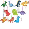 Kit de manualidades de carillón de viento de dinosaurio de madera DIY transfronterizo Manualidades de campana de madera para niños Pintura de dinosaurio Pastel creativo