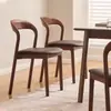 Silla de Comedor Antigua de Madera Maciza Silla de Estudio para el Hogar con Respaldo Silla Cómoda de Cuero Genuino con Bolsa Suave Mesa y Silla de Comedor Silla de Comedor Casual de Lujo Ligero