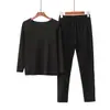 Conjunto Novo de Roupa Íntima Térmica Feminina Outono/Inverno 2026, Conjunto de Pijama Macio e Sem Costura para Outono, Cor Sólida