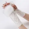 Guantes Peludos Cortos en Forma de Diamante Nuevas Mangas de Lana para Otoño e Invierno Mangas Falsas para Mujer Mangas de Muñeca y Brazo Cálidas de Punto sin Dedos