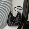 Nova bolsa de ombro casual rosa da moda com bolinhas, mochila simples estilosa para o dia a dia