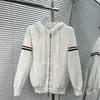 Cardigan de Lã com Zíper, Capuz, Listrado e Mangas Duplas - Alta Qualidade, Direto da Fábrica, Outono e Inverno