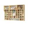 Estante de exhibición de pared para juegos de té y hojas de té, hecho de madera maciza, con compartimentos para colgar tazas y teteras