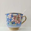 Borda Banhada a Ouro Estilo Europeu Criativo Conjunto de Chá Doméstico Caneca de Cerâmica Estilo Britânico Conjunto de Xícara de Café e Pires