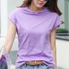 Camiseta Holgada con Capucha de Manga Corta de Algodón de Bambú Verano 2026 Nuevo Estilo para Mujer Manga Media Algodón Puro Estilo Coreano Camiseta Básica Superior