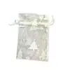 Nuevo Árbol de Navidad Blanco Dibujo Animado Estampado Bolsa de Organza con Cordón Comercio Electrónico Transfronterizo Bolsa para Dulces Navideños Regalo