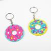 Llavero creativo de PVC con forma de donut de diamante, colgante de dibujos animados, gotas de pegamento suave, bonito accesorio de decoración para bolsos.