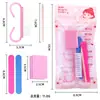Lima de uñas de madera, set de herramientas para dar forma a las uñas para principiantes, palito de madera, cepillo de cuerno, esponja, bloque de tofu, set de 5 piezas