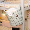 Cesta de lavandería de lunares para mesita de noche, almacenamiento para dormitorio, gran capacidad, cesta de lavandería para baño, redonda, plegable, para dormitorio