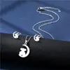 Collar y Pendientes Europeos y Americanos Nuevos de Acero Inoxidable Conjunto al por Mayor Pendientes Sudamericanos Clavícula Brillante Conjunto de Dos Piezas Accesorios