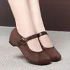 Sapatos Mary Jane vintage, sapatos femininos de couro com salto plataforma, sapatilhas com fivela, sapatos baixos estilo Birkenstock para verão e outono