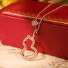 Collar de Calabaza de Oro K de Alta Gama para Mujer, Colgante de Oro Rosa con Circonita Chapado en Oro 18K, Cadena de Clavícula Versátil de Lujo Ligero de Alta Gama