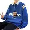 Moletom com Gola Polo Estilo Hong Kong 2026 Primavera/Outono Marca da Moda Solto Versátil Tamanho Grande Roupas Masculinas Camiseta de Manga Longa Top com Lapela