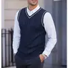 Chaleco de punto europeo y americano para hombre transfronterizo, ropa sin mangas de talla grande para hombre, estilo de comercio exterior, camiseta base con cuello en V para hombre