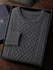 Tejido de Cachemira para Hombre Cuello Redondo Otoño e Invierno Nuevo Cinco Agujas Tres Hebras Grueso Manga Larga Suéter Tejido de Lana Ropa Base
