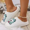 Otoño e Invierno Nuevas Transfronterizas Lindos Gatos Bordados Pantuflas para el Hogar Cálidas de Dibujos Animados de Algodón Fabricante Venta al por Mayor