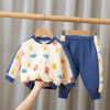 Traje deportivo de otoño para bebé Primavera y otoño Algodón Bebé Cálido Chaqueta cárdigan gruesa para niños y niñas Invierno Conjunto de dos piezas