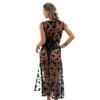 2025 Nuevo Transfronterizo Europeo y Americano Talla Grande Tirantes Falda de Vacaciones Cárdigan Malla Jacquard Bikini Exterior Blusa de Playa