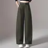 Pantalones de pierna ancha para mujer, nuevos estilos de primavera y otoño, de cintura alta, corte holgado, con caída fluida, plisados, adecuados tanto para el trabajo como para uso casual, diseño de pierna recta