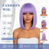 Pelucas de Estilo Europeo y Americano, Bob Recto con Flequillo, Cabello Corto Recto Estilo Estudiante, Estilo Bobo, Set de Pelucas Coloridas de Anime para Halloween