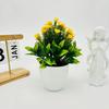 Planta artificial en maceta, decoración de flores artificiales, 21 capullos de loto, maceta redonda, bonsái, decoración de plantas verdes para el hogar y el escritorio.