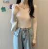 Gola baixa Outono/Inverno Gola quadrada Roupa íntima Top Camada de Base Ajustada Design Feminino Fashion Nicho Suéter Tricotado Top Chique