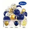 Conjunto de Balões Série Lantejoula Metalizada Dourada Branca Azul Noturno com 30 Peças Conjunto de Balões de Látex Balão Metálico Arranjo de Festa