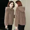 Sudadera con Capucha de Polar Grueso tipo Cárdigan de Terciopelo Transfronteriza para Mujer en Otoño e Invierno Suelta y Elegante Chaqueta de Imitación de Felpa de Cordero para Mujer