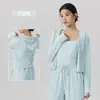 Conjunto de Roupas de Yoga Relaxante, Leve, Respirável, Fato Esportivo com Proteção Solar, Conjunto Casual de Três Peças para Fitness com Caimento Solto