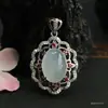 Pingente de Calcedônia Verde Natural Guan Yu Colar de Ágata Joia Estilo Vintage Atacado ao Vivo Dropshipping S4111902L