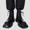 Botas Martin masculinas da moda com zíper lateral, sola grossa elevada, estilo britânico, couro brilhante, moda de rua, versáteis, com aparência imponente, botas de couro