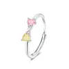 Anillo de doble amor con circonita incrustada, personalizado opcional, piedra de cumpleaños de enero a diciembre, anillo de comida estilo europeo y americano, superventas transfronterizo