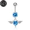 F136 Titanio Ángel Incrustado Zircón Anillo para Ombligo Material G23 Joyería para Perforación de Ombligo Venta al por Mayor Transfronteriza