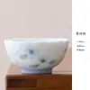 Taza de té de cerámica azul con loto pintado a mano con color de engobe para el hogar taza para degustación de té pu'er juego de té kung fu taza de maestro taza individual