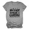Mi primer año de acampada Amazon eBay sitio independiente moda casual camiseta de manga corta con cuello redondo para mujer