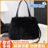 Bolso de Felpa Personalizado, Bolso de Hombro Cruzado, Bolso de Mujer de Piel Sintética de Zorro, Bolso Cuadrado Pequeño de Felpa de Color Puro Fresco y de Alta Gama